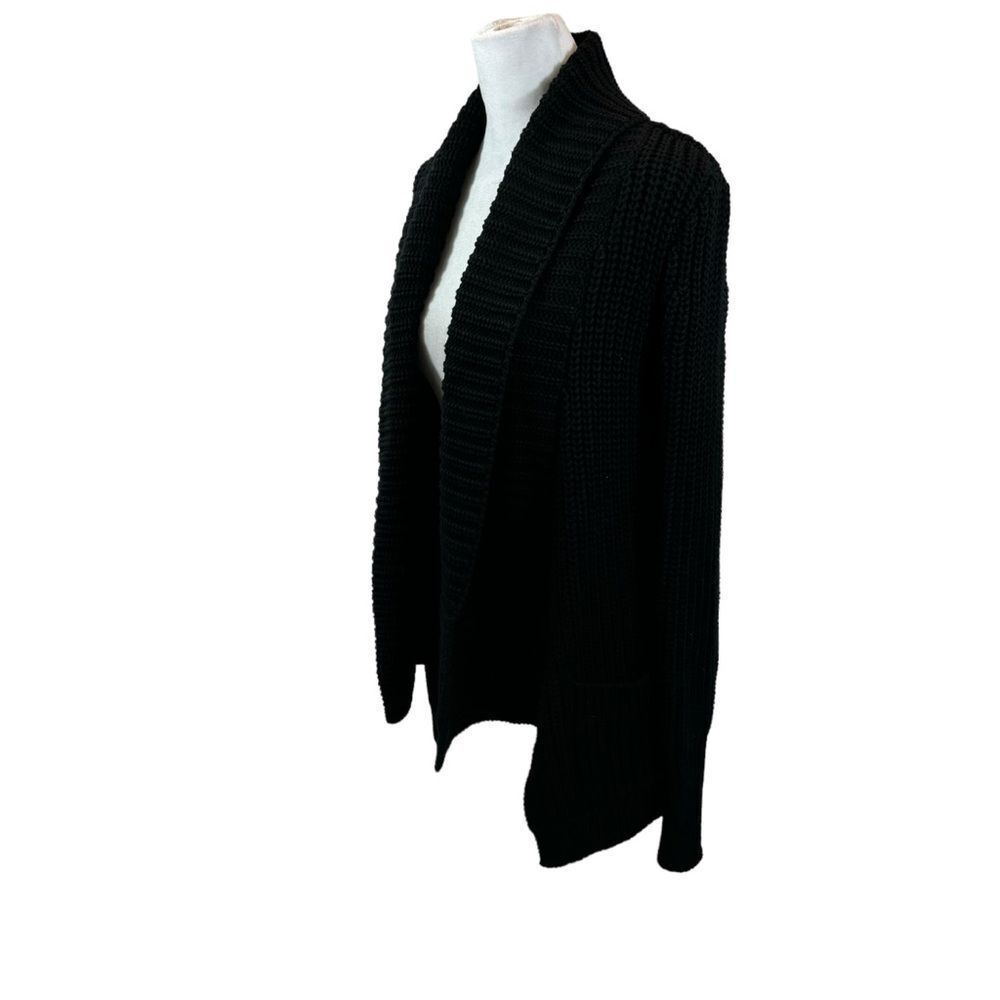 Ladies J. Crew Chunky Knit Black Open Front Cardigan Size XXS